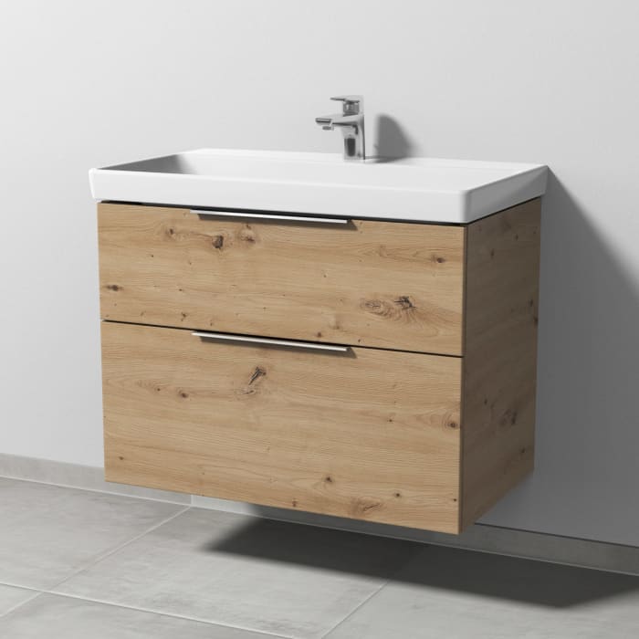 Sanipa 3way Waschtischunterbau für Keramik-Waschtisch Avento 80 cm, 2 Auszüge mit Aufsatzgriff