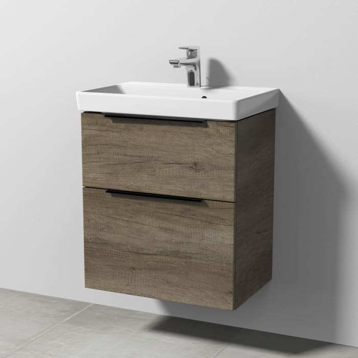 Sanipa 3way Waschtischunterbau für Keramik-Waschtisch Avento 55 cm, 2 Auszüge mit Aufsatzgriff