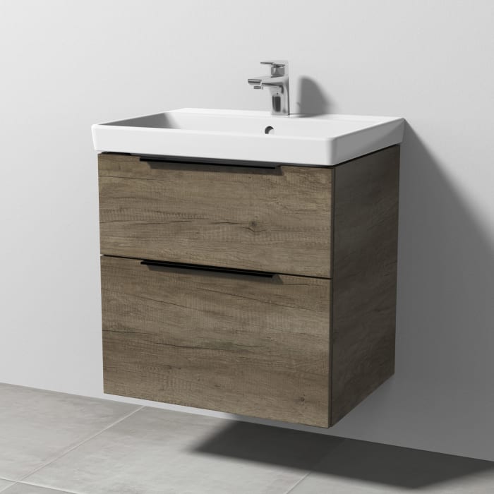 Sanipa 3way Waschtischunterbau für Keramik-Waschtisch Avento 60 cm, 2 Auszüge mit Aufsatzgriff