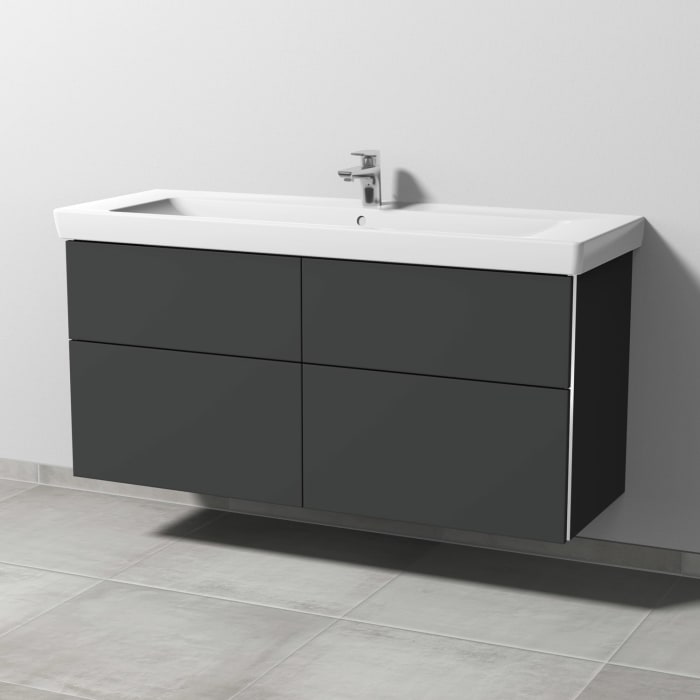 Sanipa 3way Waschtischunterbau für Keramik-Waschtisch Subway 2.0 130 cm, 4 Auszüge mit Griffleisten