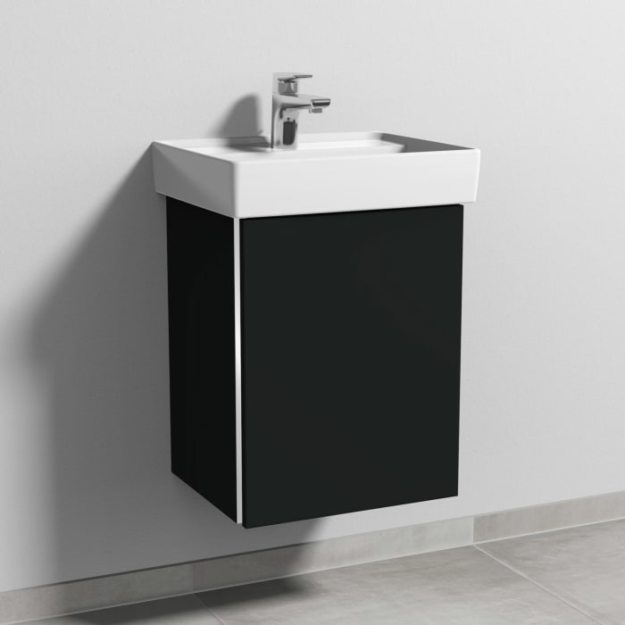 Sanipa 3way Waschtischunterbau für Keramik-Waschtisch Collaro 45 cm, 1 Tür, Anschlag rechts, mit Griffleiste