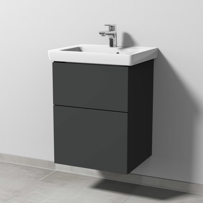 Sanipa 3way Waschtischunterbau für Keramik-Waschtisch Subway 2.0 50 cm, 2 Auszüge mit Push to open