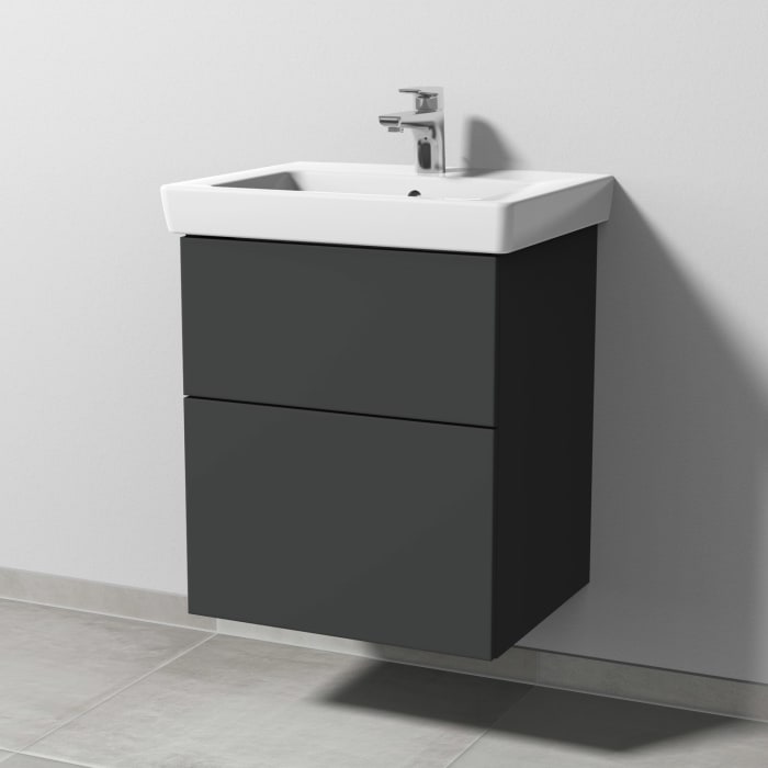 Sanipa 3way Waschtischunterbau für Keramik-Waschtisch Subway 2.0 55 cm, 2 Auszüge mit Push to open