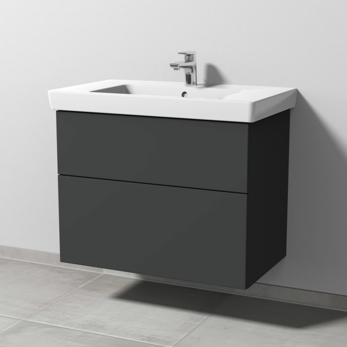 Sanipa 3way Waschtischunterbau für Keramik-Waschtisch Subway 2.0 80 cm, 2 Auszüge mit Push to open