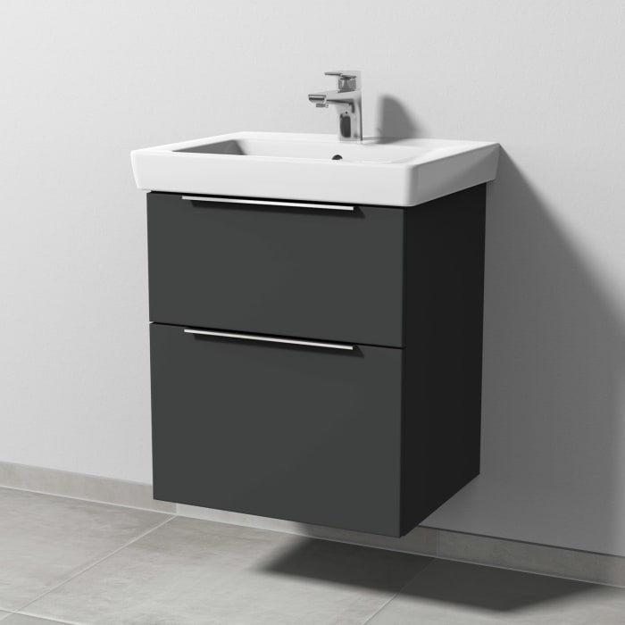 Sanipa 3way Waschtischunterbau für Keramik-Waschtisch Subway 2.0 55 cm, 2 Auszüge mit Aufsatzgriff