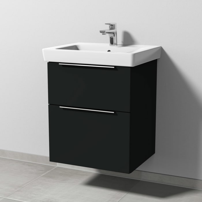 Sanipa 3way Waschtischunterbau für Keramik-Waschtisch Subway 2.0 55 cm, 2 Auszüge mit Aufsatzgriff