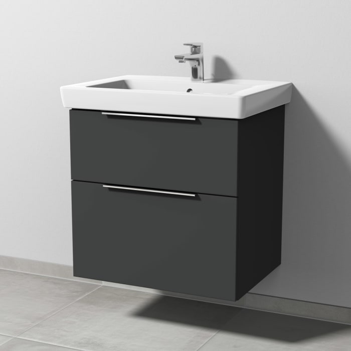 Sanipa 3way Waschtischunterbau für Keramik-Waschtisch Subway 2.0 65 cm, 2 Auszüge mit Aufsatzgriff