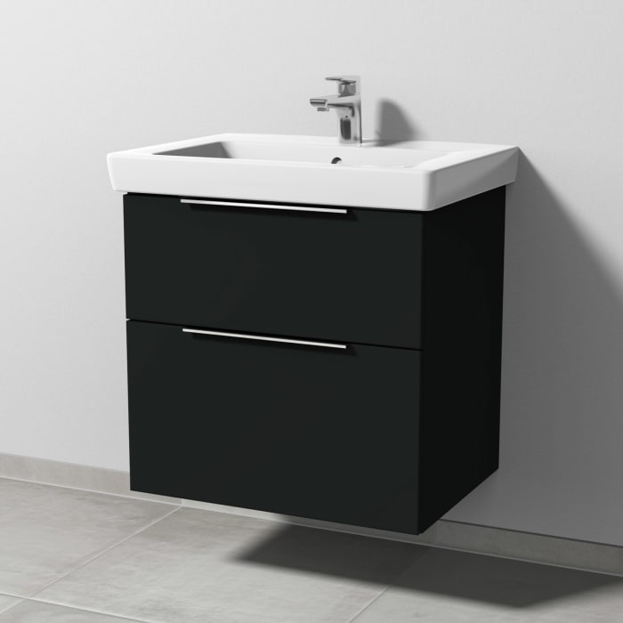 Sanipa 3way Waschtischunterbau für Keramik-Waschtisch Subway 2.0 65 cm, 2 Auszüge mit Aufsatzgriff