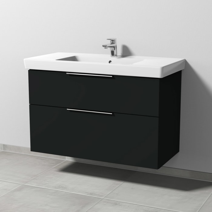 Sanipa 3way Waschtischunterbau für Keramik-Waschtisch Subway 2.0 100 cm, 2 Auszüge mit Aufsatzgriff