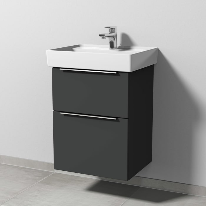 Sanipa 3way Waschtischunterbau für Keramik-Waschtisch Collaro 50 cm, 2 Auszüge mit Aufsatzgriff