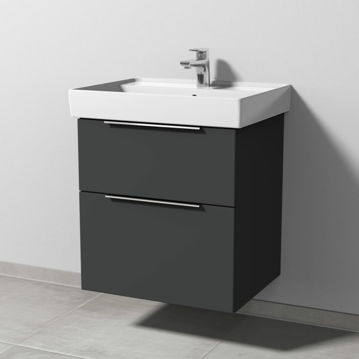 Sanipa 3way Waschtischunterbau für Keramik-Waschtisch Collaro 60 cm, 2 Auszüge mit Aufsatzgriff