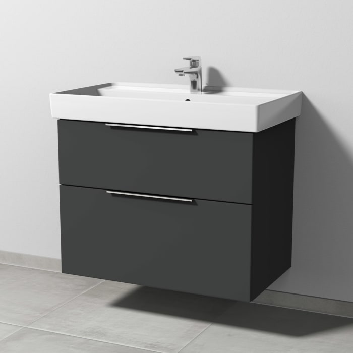 Sanipa 3way Waschtischunterbau für Keramik-Waschtisch Collaro 80 cm, 2 Auszüge mit Aufsatzgriff