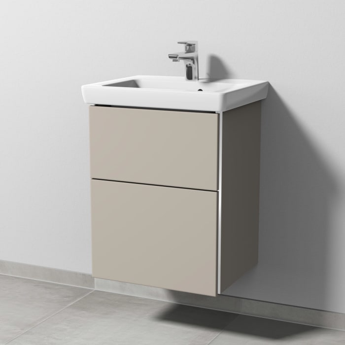 Sanipa 3way Waschtischunterbau für Keramik-Waschtisch Subway 2.0 50 cm, 2 Auszüge mit Griffleisten