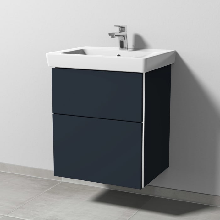 Sanipa 3way Waschtischunterbau für Keramik-Waschtisch Subway 2.0 55 cm, 2 Auszüge mit Griffleisten