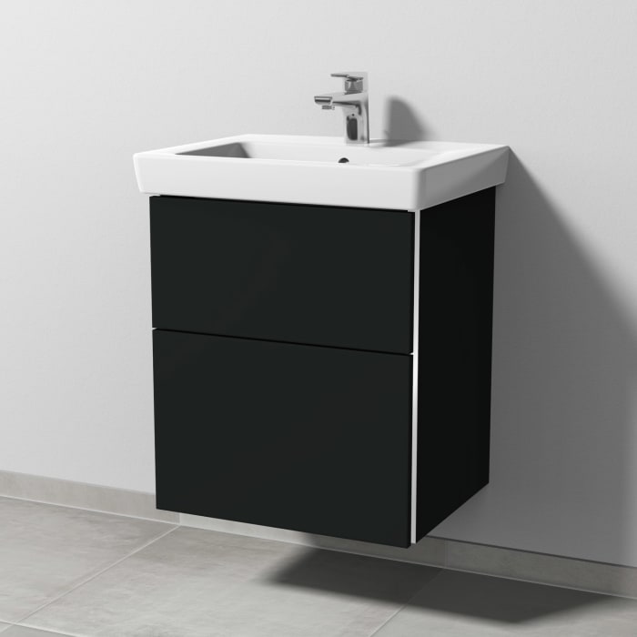 Sanipa 3way Waschtischunterbau für Keramik-Waschtisch Subway 2.0 55 cm, 2 Auszüge mit Griffleisten