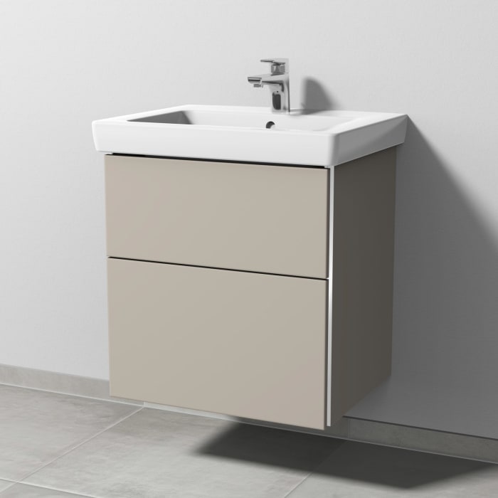 Sanipa 3way Waschtischunterbau für Keramik-Waschtisch Subway 2.0 60 cm, 2 Auszüge mit Griffleisten