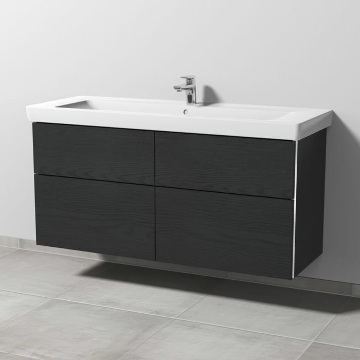 Sanipa 3way Waschtischunterbau für Keramik-Waschtisch Subway 2.0 130 cm, 4 Auszüge mit Griffleisten