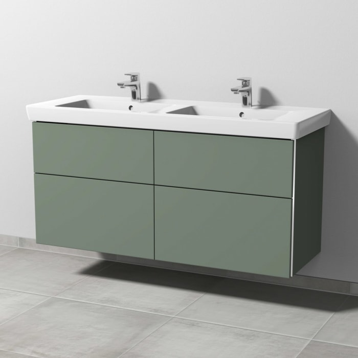 Sanipa 3way Waschtischunterbau für Keramik-Doppelwaschtisch Subway 2.0 130 cm, 4 Auszüge mit Griffleisten