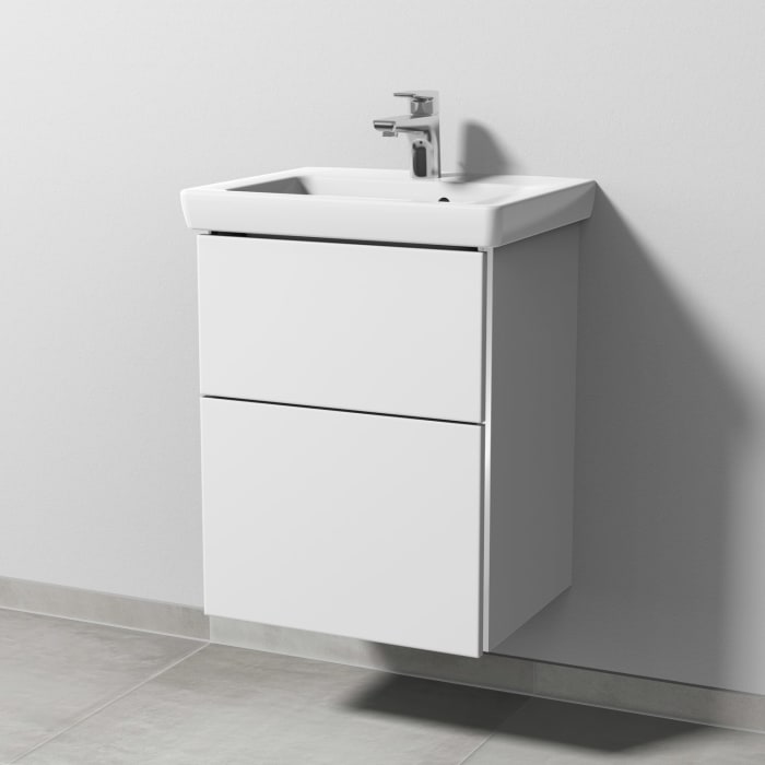 Sanipa 3way Waschtischunterbau für Keramik-Waschtisch Subway 2.0 50 cm, 2 Auszüge mit Griffleisten