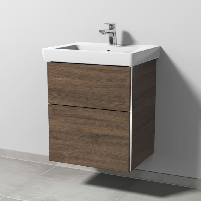 Sanipa 3way Waschtischunterbau für Keramik-Waschtisch Subway 2.0 55 cm, 2 Auszüge mit Griffleisten