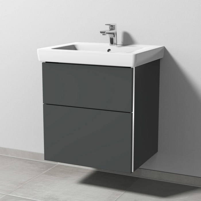 Sanipa 3way Waschtischunterbau für Keramik-Waschtisch Subway 2.0 60 cm, 2 Auszüge mit Griffleisten