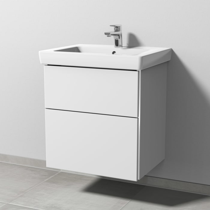 Sanipa 3way Waschtischunterbau für Keramik-Waschtisch Subway 2.0 60 cm, 2 Auszüge mit Griffleisten