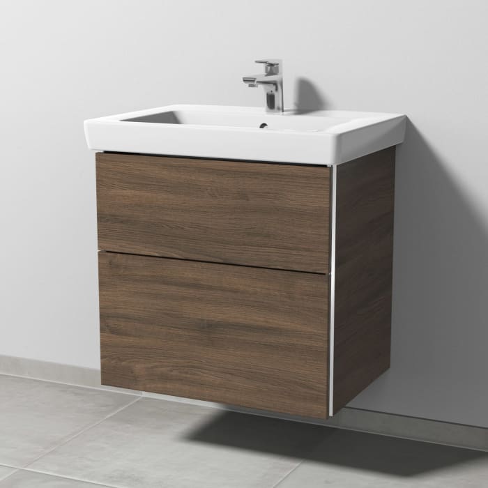 Sanipa 3way Waschtischunterbau für Keramik-Waschtisch Subway 2.0 65 cm, 2 Auszüge mit Griffleisten