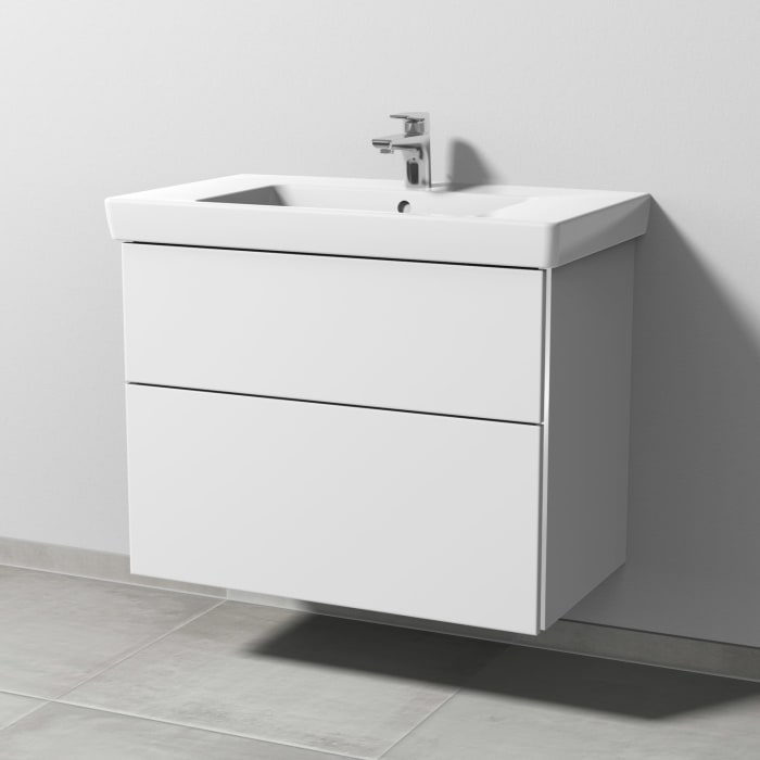 Sanipa 3way Waschtischunterbau für Keramik-Waschtisch Subway 2.0 80 cm, 2 Auszüge mit Griffleisten