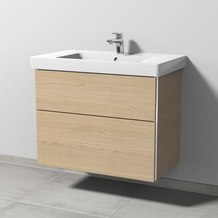 Sanipa 3way Waschtischunterbau für Keramik-Waschtisch Subway 2.0 80 cm, 2 Auszüge mit Griffleisten