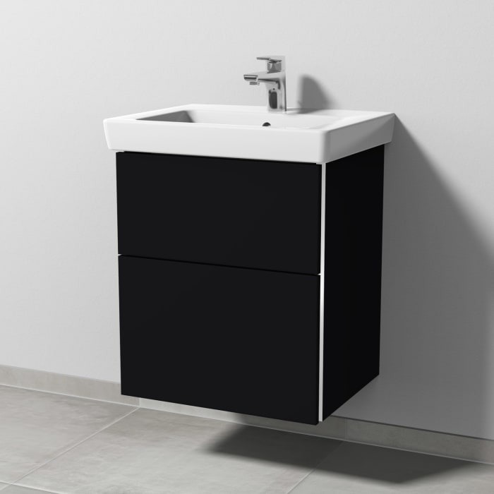 Sanipa 3way Waschtischunterbau für Keramik-Waschtisch Subway 2.0 55 cm, 2 Auszüge mit Griffleisten