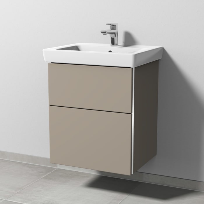 Sanipa 3way Waschtischunterbau für Keramik-Waschtisch Subway 2.0 55 cm, 2 Auszüge mit Griffleisten