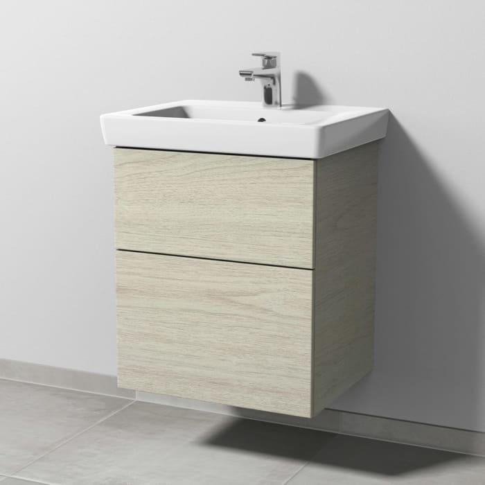 Sanipa 3way Waschtischunterbau für Keramik-Waschtisch Subway 2.0 55 cm, 2 Auszüge mit Push to open