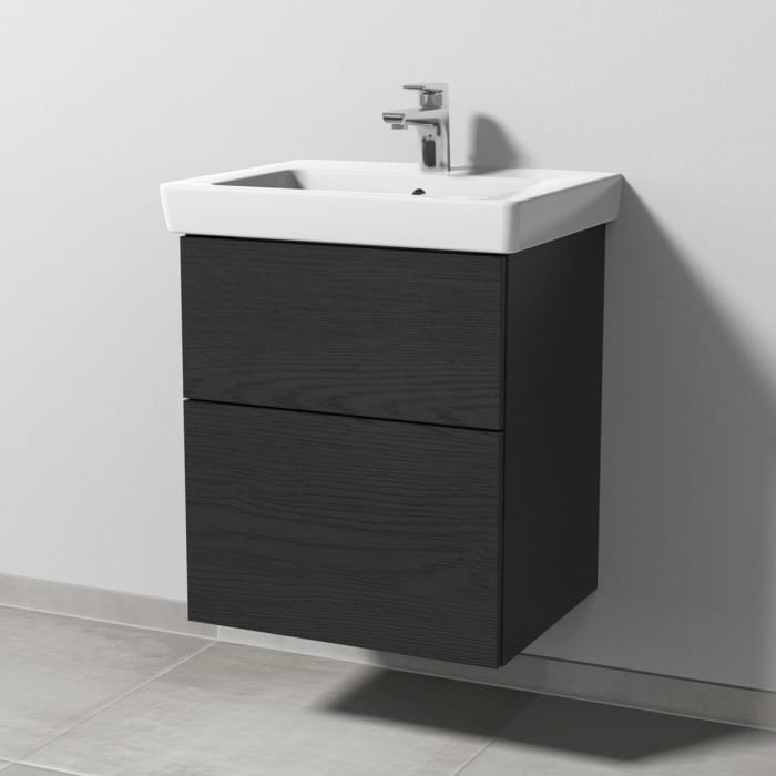 Sanipa 3way Waschtischunterbau für Keramik-Waschtisch Subway 2.0 55 cm, 2 Auszüge mit Push to open