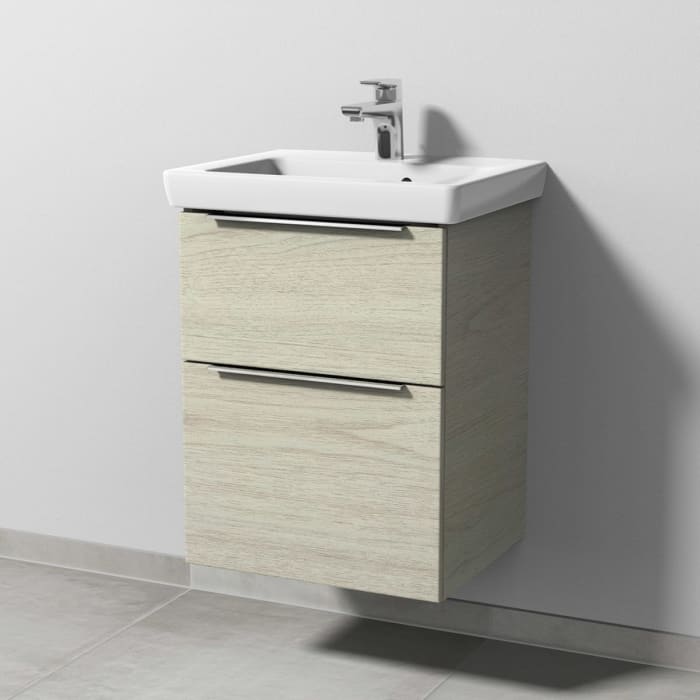 Sanipa 3way Waschtischunterbau für Keramik-Waschtisch Subway 2.0 50 cm, 2 Auszüge mit Aufsatzgriff