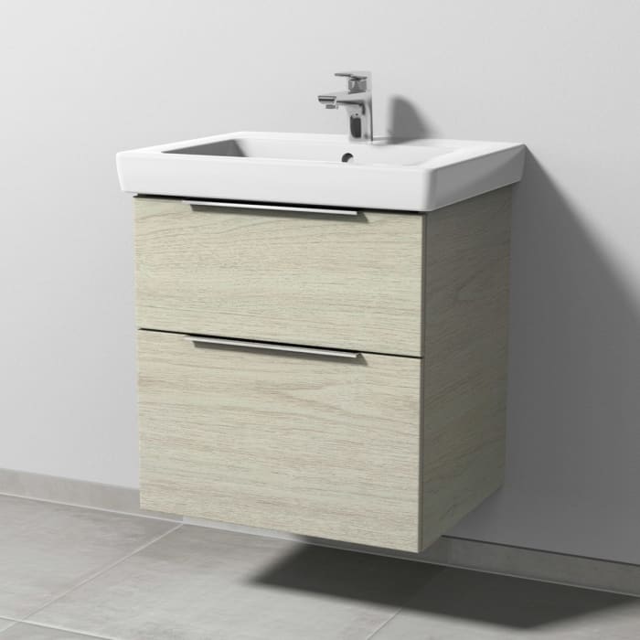 Sanipa 3way Waschtischunterbau für Keramik-Waschtisch Subway 2.0 60 cm, 2 Auszüge mit Aufsatzgriff