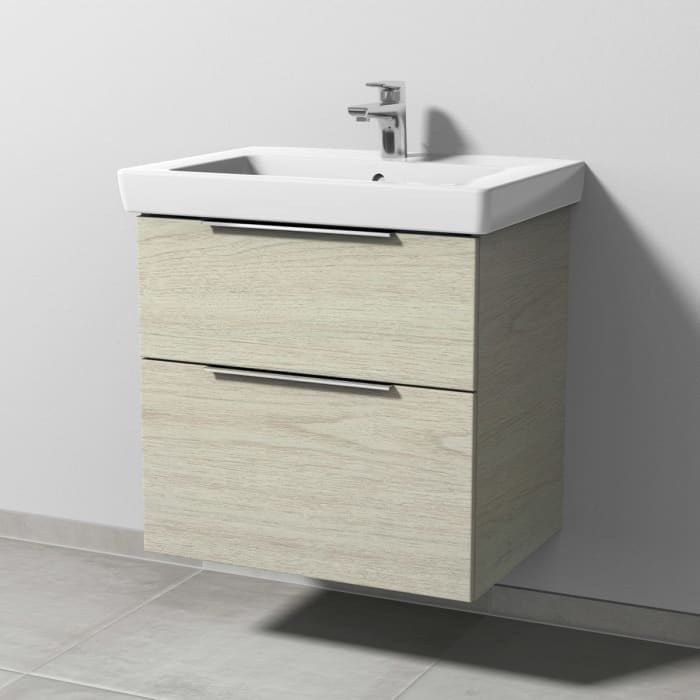 Sanipa 3way Waschtischunterbau für Keramik-Waschtisch Subway 2.0 65 cm, 2 Auszüge mit Aufsatzgriff