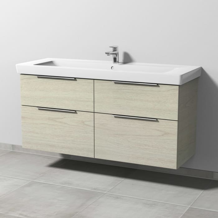 Sanipa 3way Waschtischunterbau für Keramik-Waschtisch Subway 2.0 130 cm, 4 Auszüge mit Aufsatzgriff