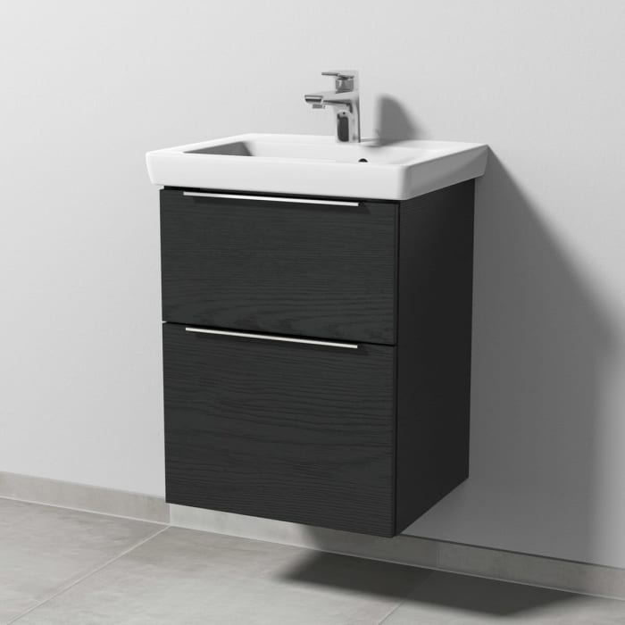 Sanipa 3way Waschtischunterbau für Keramik-Waschtisch Subway 2.0 50 cm, 2 Auszüge mit Aufsatzgriff