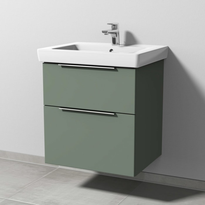 Sanipa 3way Waschtischunterbau für Keramik-Waschtisch Subway 2.0 60 cm, 2 Auszüge mit Aufsatzgriff