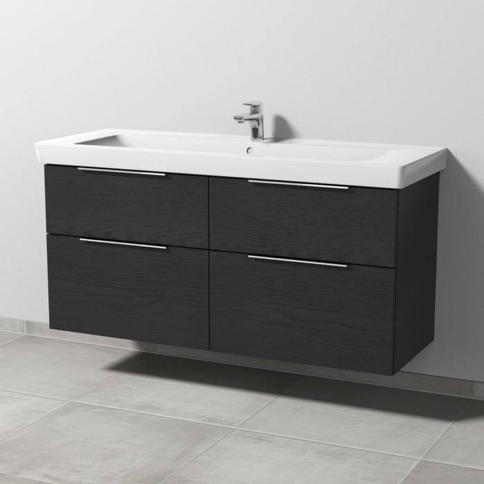 Sanipa 3way Waschtischunterbau für Keramik-Waschtisch Subway 2.0 130 cm, 4 Auszüge mit Aufsatzgriff