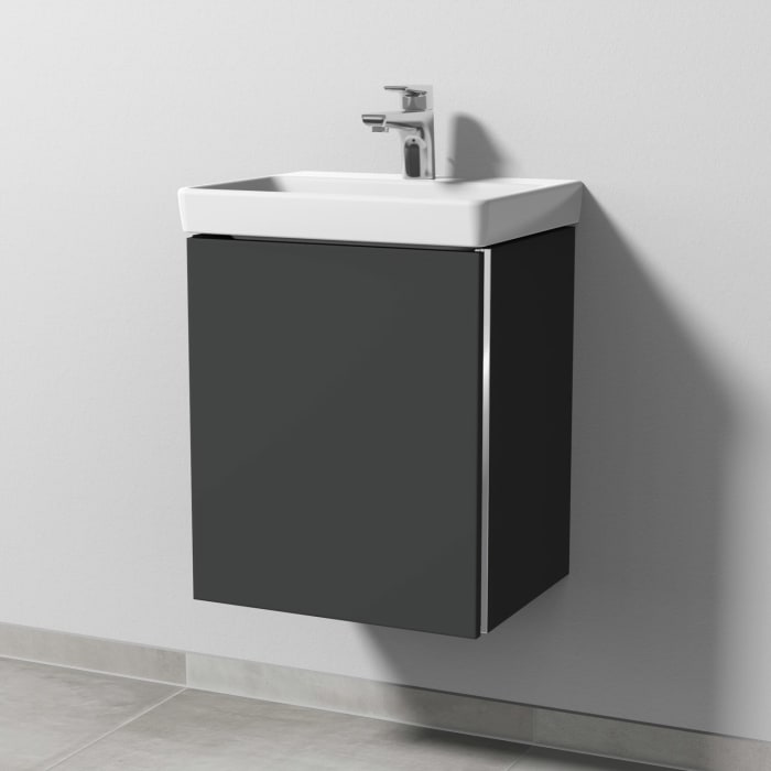 Sanipa 3way Waschtischunterbau für Keramik-Waschtisch Avento 45 cm, 1 Tür, Anschlag links, mit Griffleiste