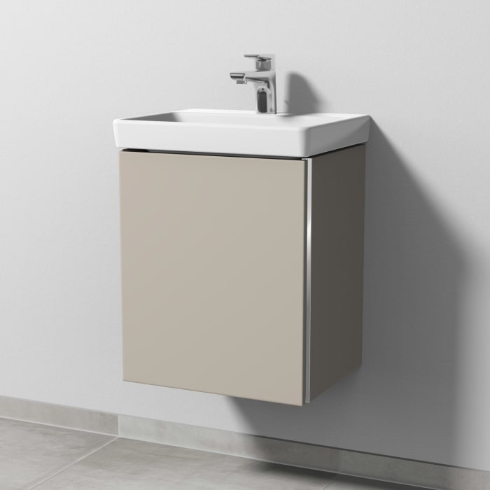 Sanipa 3way Waschtischunterbau für Keramik-Waschtisch Avento 45 cm, 1 Tür, Anschlag links, mit Griffleiste