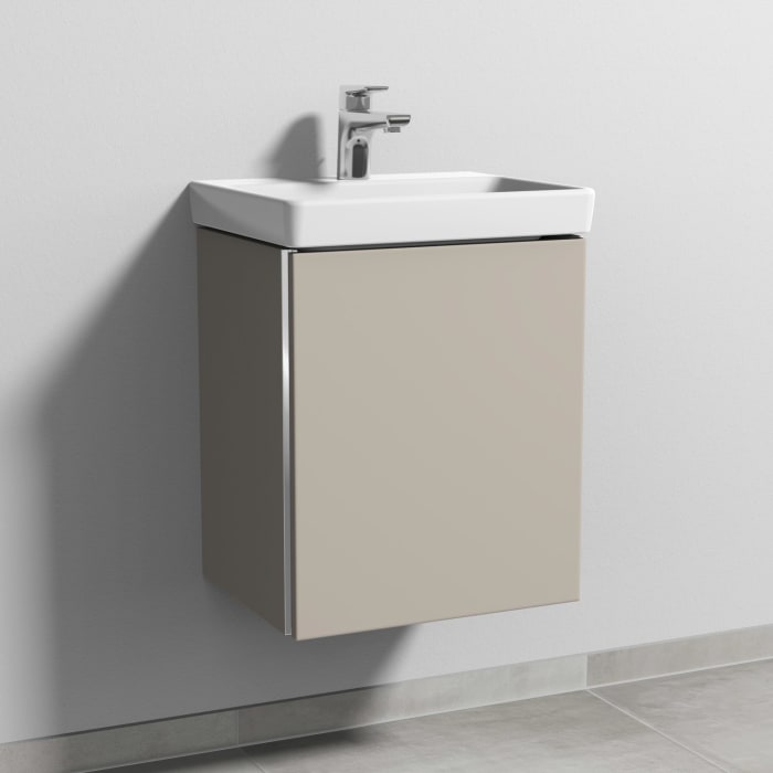 Sanipa 3way Waschtischunterbau für Keramik-Waschtisch Avento 45 cm, 1 Tür, Anschlag rechts, mit Griffleiste