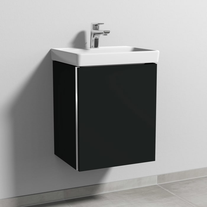 Sanipa 3way Waschtischunterbau für Keramik-Waschtisch Avento 45 cm, 1 Tür, Anschlag rechts, mit Griffleiste