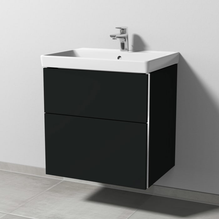 Sanipa 3way Waschtischunterbau für Keramik-Waschtisch Avento 60 cm, 2 Auszüge mit Griffleisten