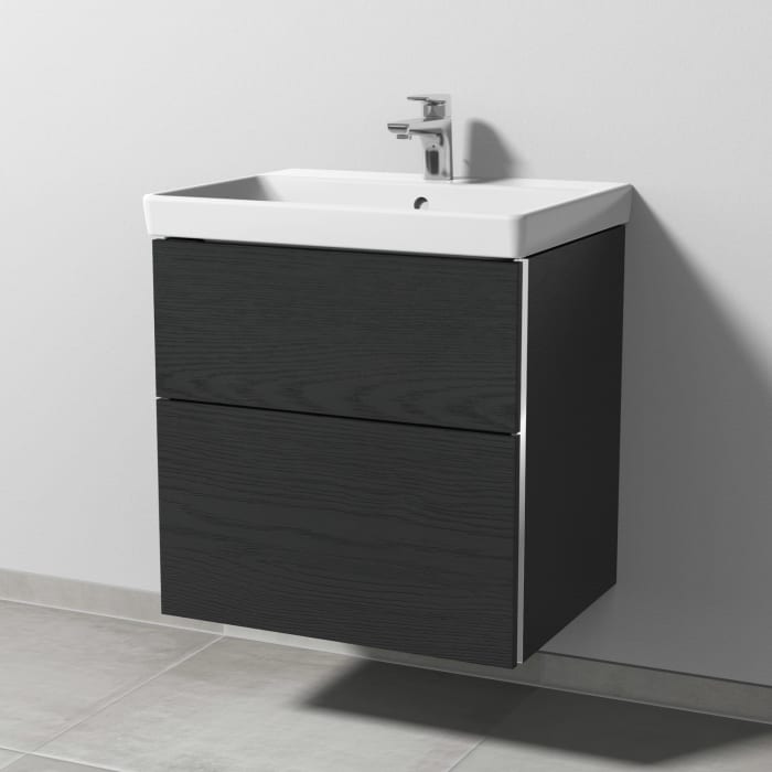 Sanipa 3way Waschtischunterbau für Keramik-Waschtisch Avento 60 cm, 2 Auszüge mit Griffleisten