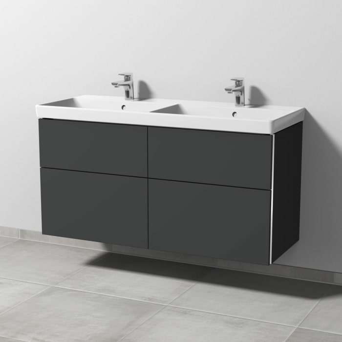 Sanipa 3way Waschtischunterbau für Keramik-Doppelwaschtisch Avento 120 cm, 4 Auszüge mit Griffleisten
