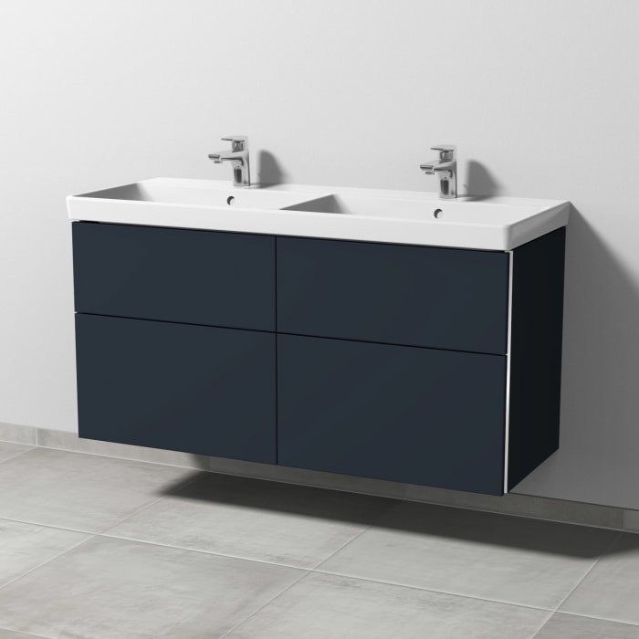 Sanipa 3way Waschtischunterbau für Keramik-Doppelwaschtisch Avento 120 cm, 4 Auszüge mit Griffleisten