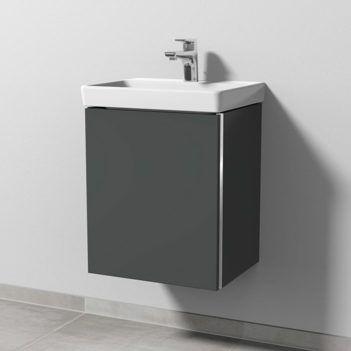 Sanipa 3way Waschtischunterbau für Keramik-Waschtisch Avento 45 cm, 1 Tür, Anschlag links, mit Griffleiste