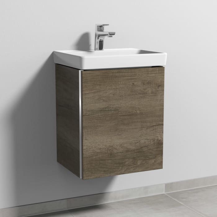 Sanipa 3way Waschtischunterbau für Keramik-Waschtisch Avento 45 cm, 1 Tür, Anschlag rechts, mit Griffleiste